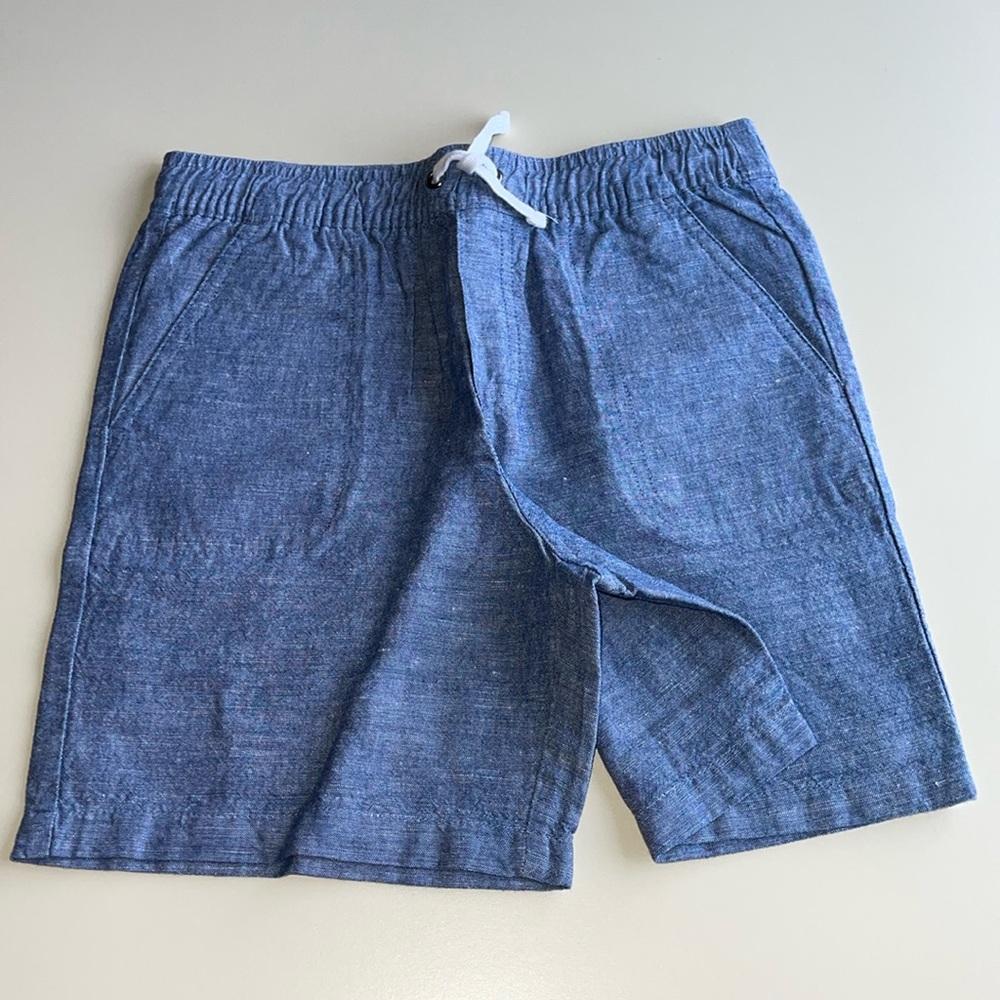 Janie and Jack Blue Linen & Cotton Pull On Shorts
